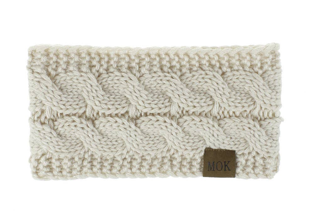 MKS America - Wholesale Fashion Headband - Women's - Plain Cable Knit Head Wrap Thermal fleece lined headband6