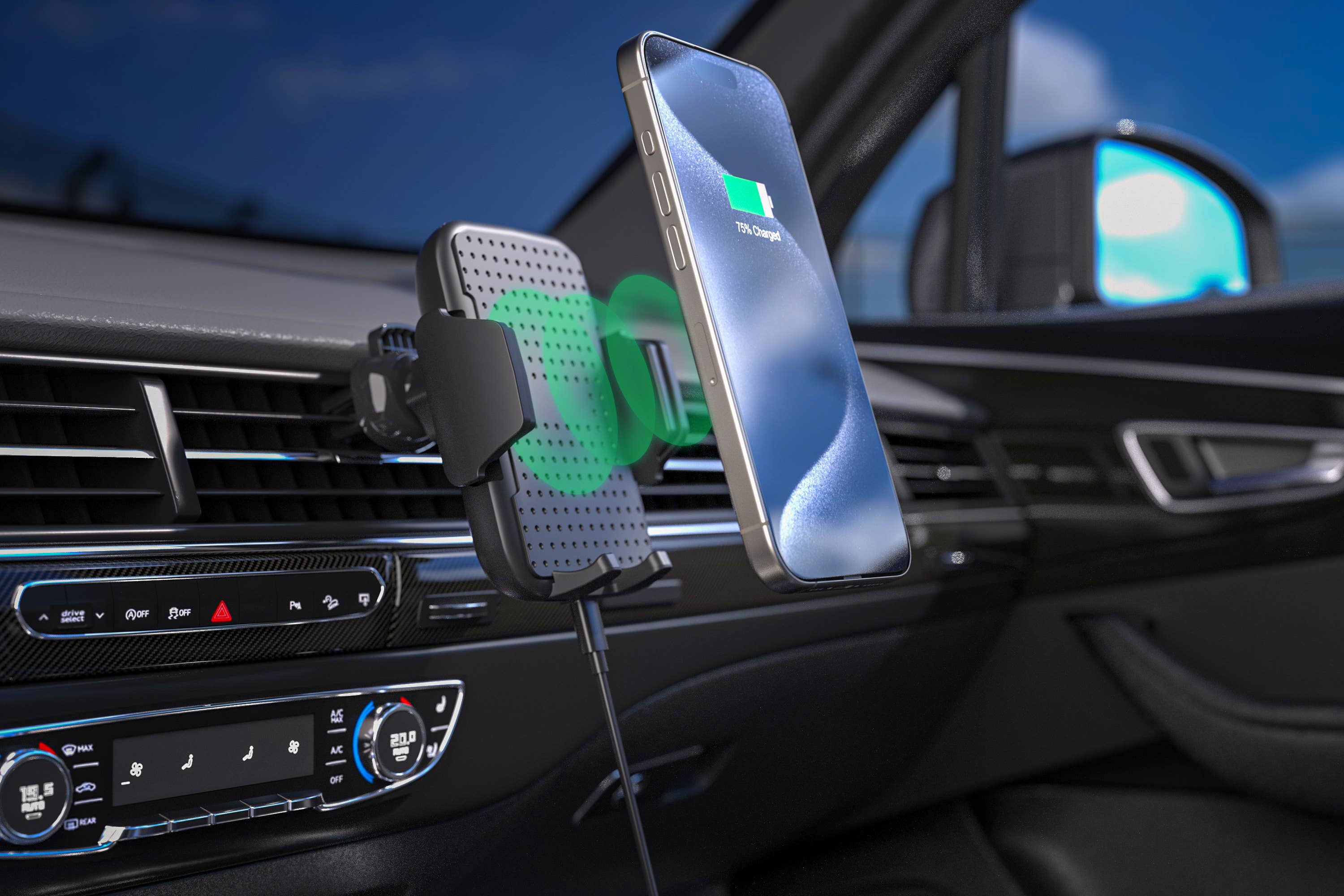 LAX Gadgets – wholesale Charging dock – Wireless Charging Vent Mount with Car Charger - Retail Pack4