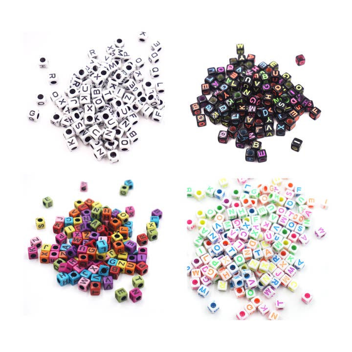 Angels Craft - Wholesale Beads - Alphabet Beads - Cube Shape (4 colors available)