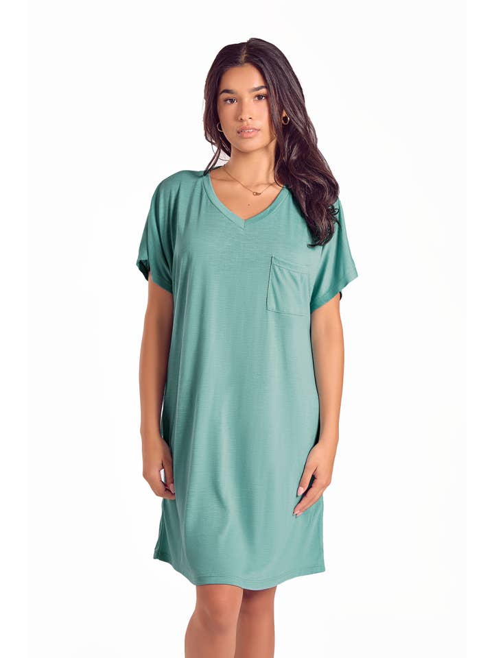 iCollection - Wholesale Nightgown - Women's - Cambria Plus Size Night Shirt-Dress with Side Pockets4