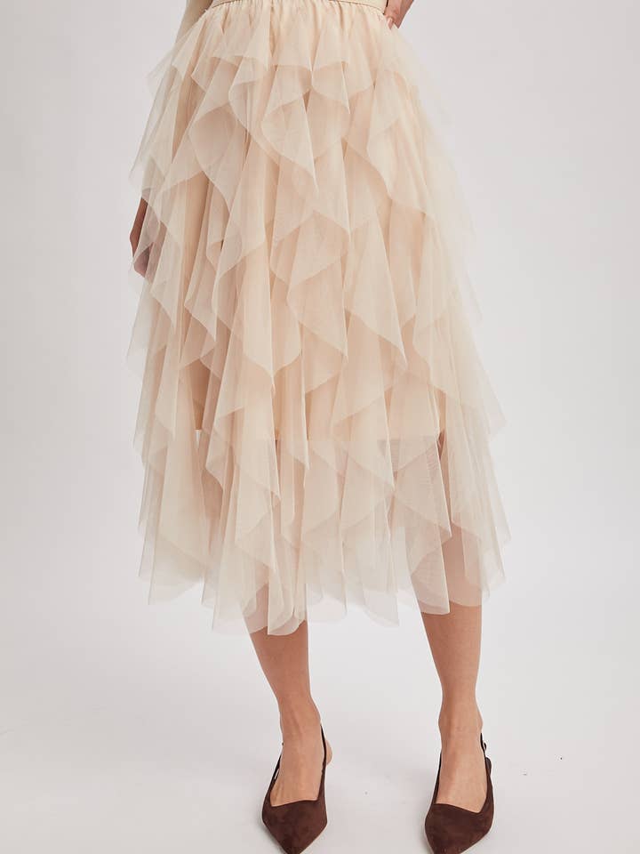Bluivy - Wholesale Skirt - Women's - SPRIAL RUFFLED TULLE MIDI SKIRT22