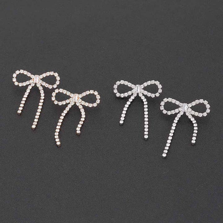 Oorbellen met strik van strasstenen voor wholesale door 3AM BY H&D ACCESSORIES