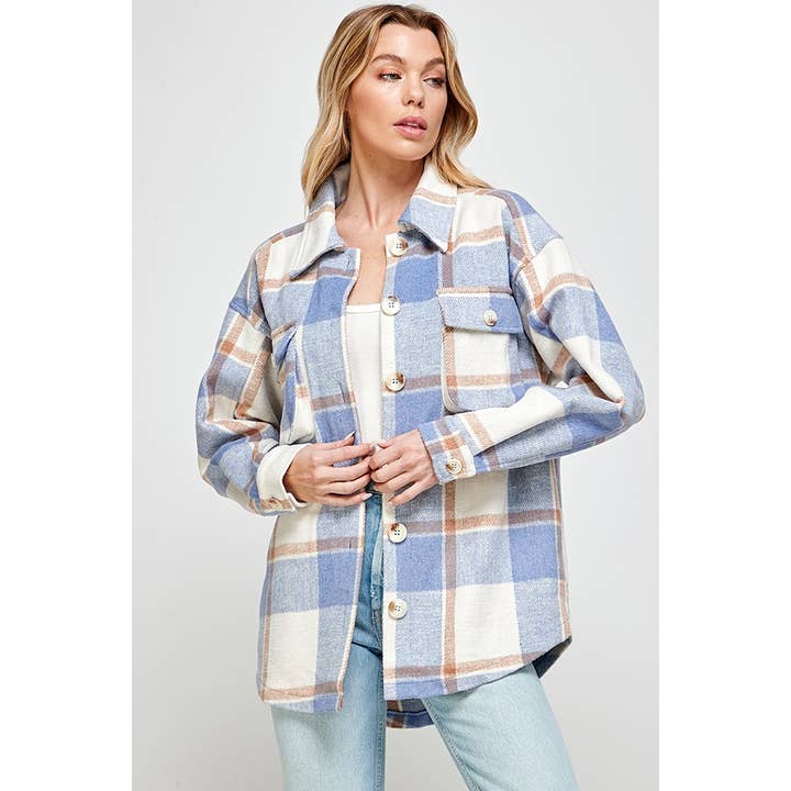 Jaqueta de flanela xadrez por atacado de LUXYUSA