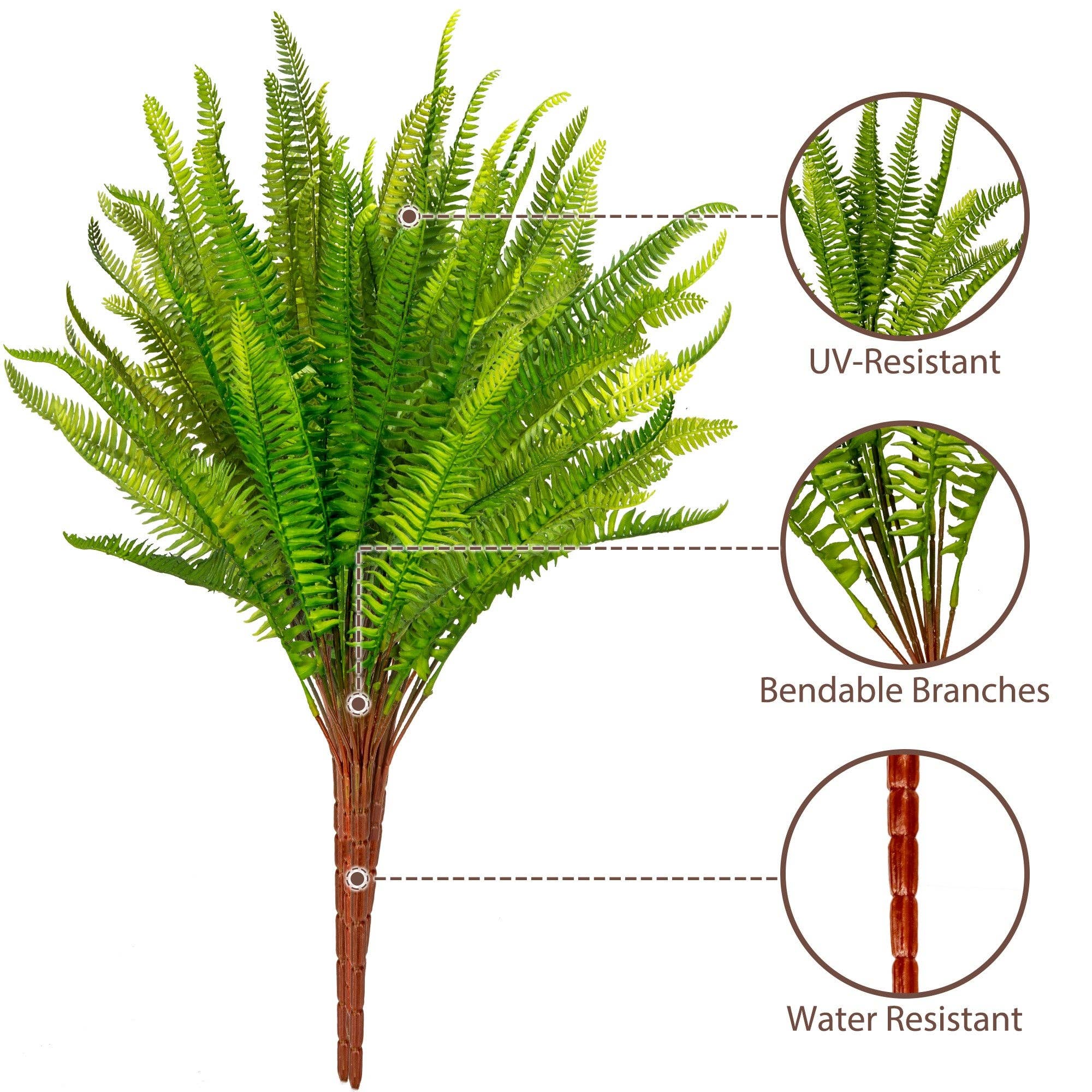 Grand Verde - Wholesale Artificial Plant - Boston Ferns Artificial Plants Plastic Greenery Bulk 4pcs1