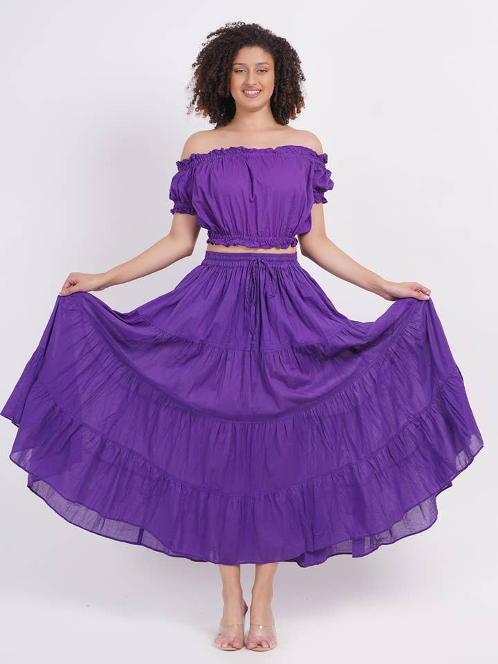 Wevez - Wholesale Skirt - Women's - Women's 8 Yard Solid Belly Cotton Fabric Casual long Skirts2