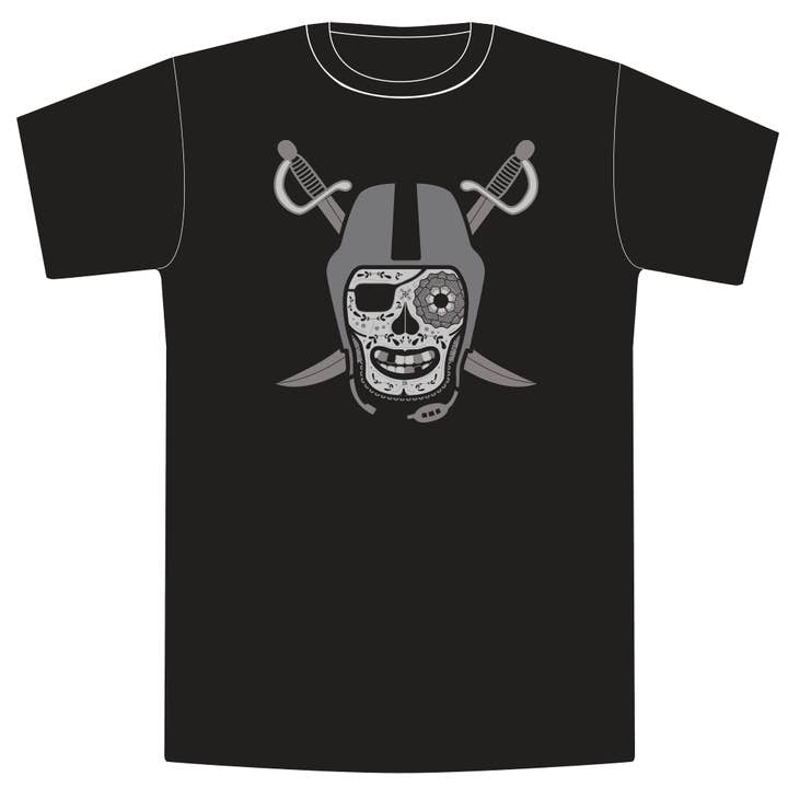 Zwart en zilver T-shirt voor heren/unisex voor wholesale door Dia de Los Todos