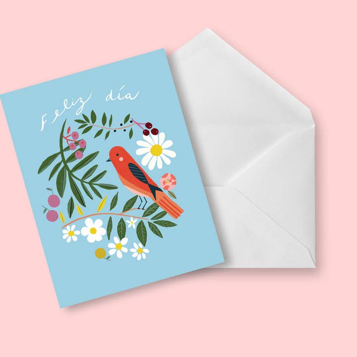 CARD FELIZ DIA PAJARITO ROJO for wholesale by Holalola