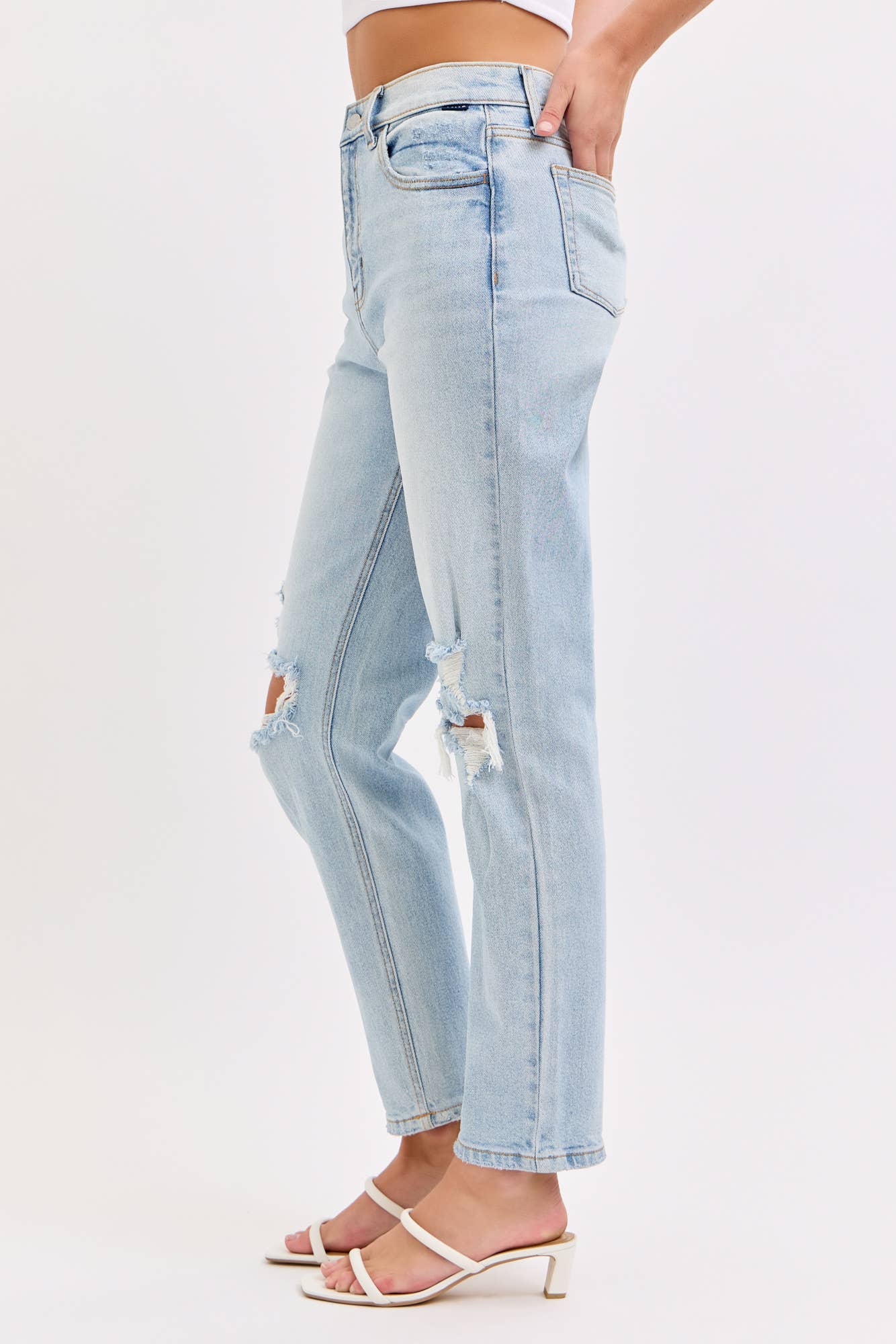 Cello Jeans - Wholesale Jeans - Women's - Distressed High Rise Straight Denim jean [WV18628S-LTD]4