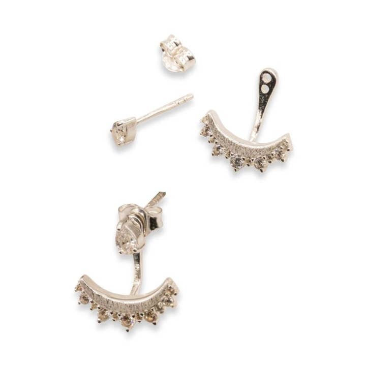 Brincos de Orelha com Meia-Lua Prateada Brilhante por atacado de Claire Hill Designs