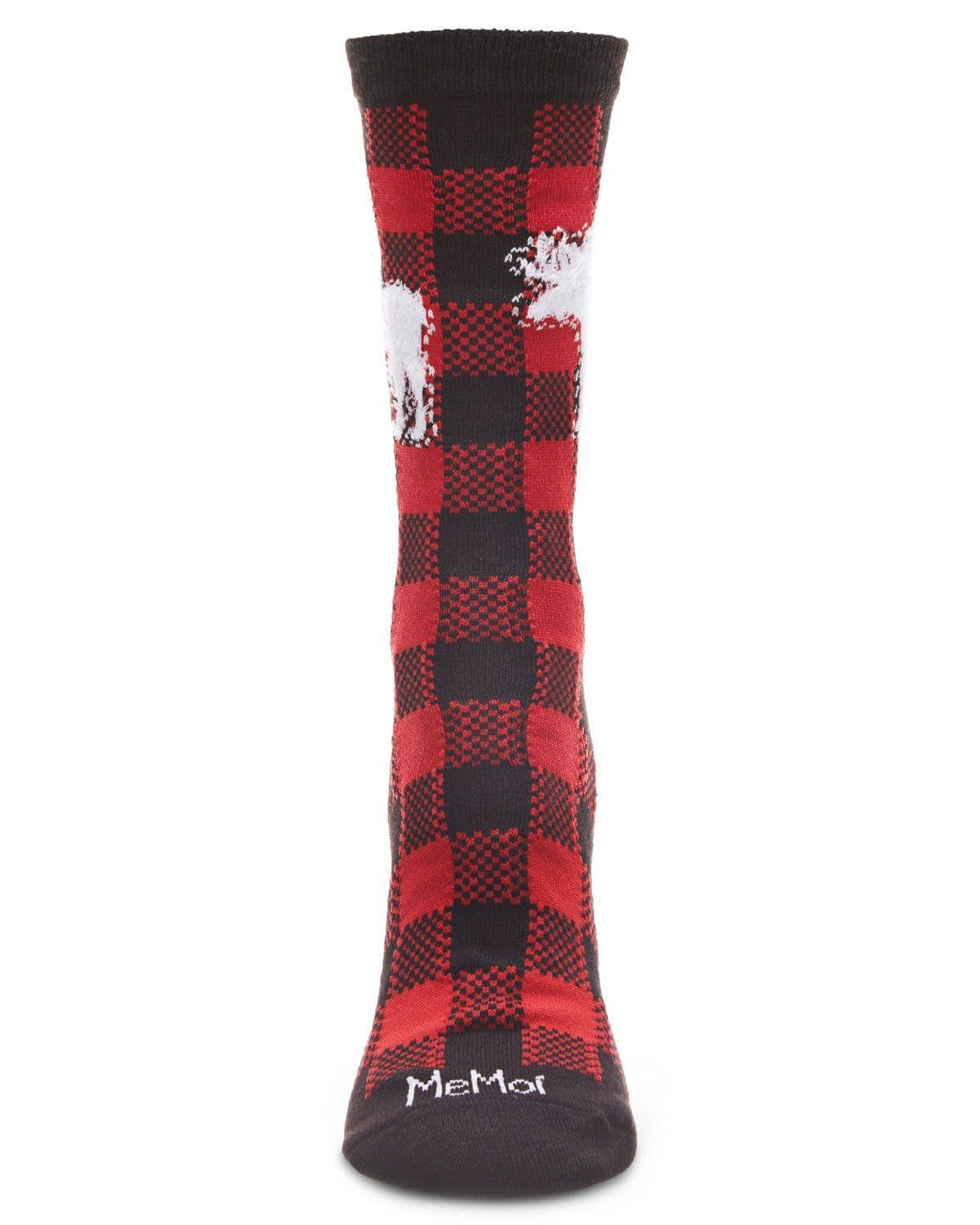 Nero-Rosso Calzini Buffalo Plaid Moose Holiday Crew in vendita all'ingrosso su Faire1