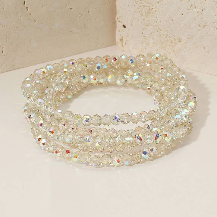 Sensibling Corp. - Wholesale Jewelry Set - 5PCS - Sparkling Faceted Beaded Stackable Stretch Multi Layered Bracelet40