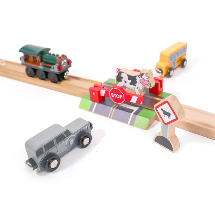 Twinkle Toys LLC - Wholesale Toy Set - Kids - Wooden Railroad Crossing - 3 Piece Set