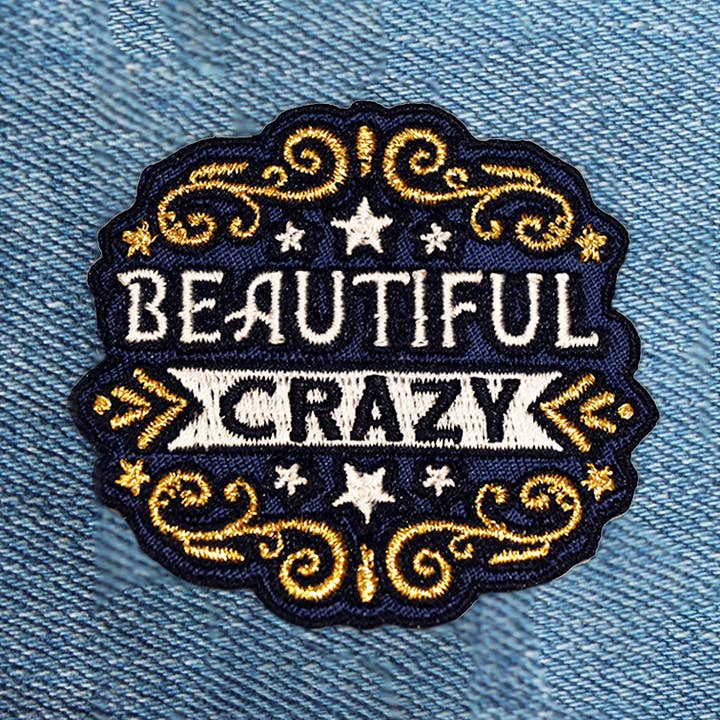Beautiful Crazy Embroidered Patch - Blue for wholesale by Rootin' Tootin' Tees