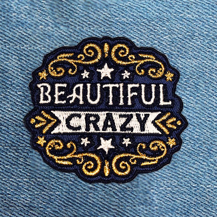 Beautiful Crazy Embroidered Patch - Blue for wholesale by Rootin' Tootin' Tees