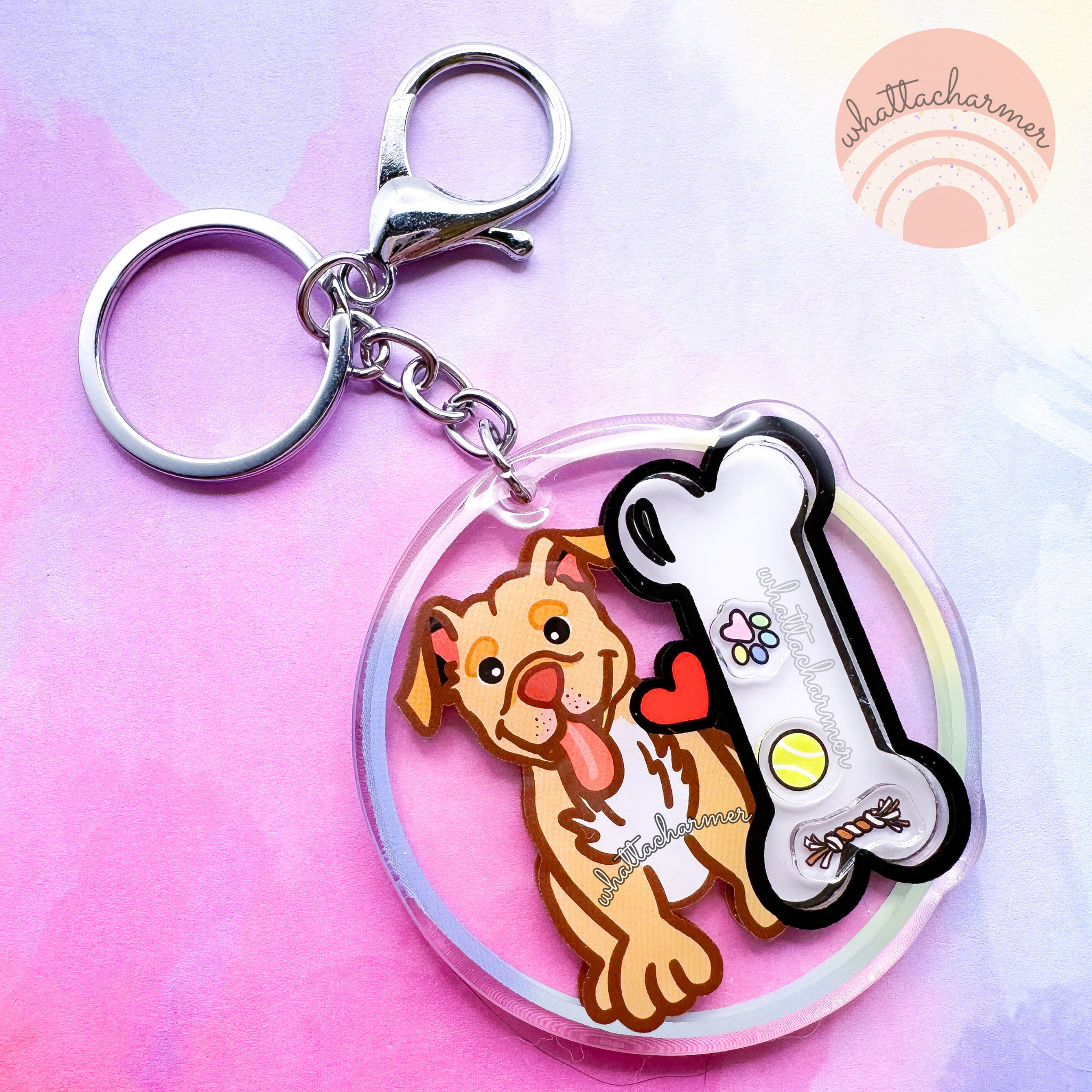 WhattaCharmer - Wholesale Keychain - Unisex - Pitbull Dog Keychain, Fawn Red Nose1