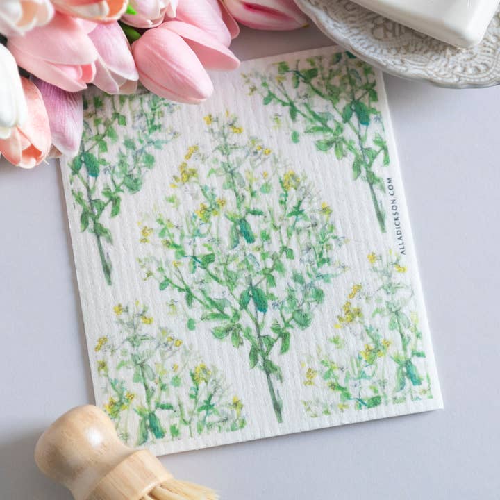 Vaatdoek met groen patroon met bladeren voor wholesale door Alla Dickson Art