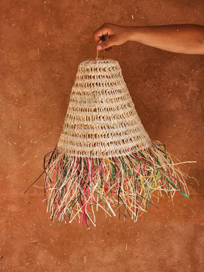 Melecraft - Venta al por mayor Lámpara de araña y colgante - Lámpara colgante marroquí de paja con flecos multicolores1