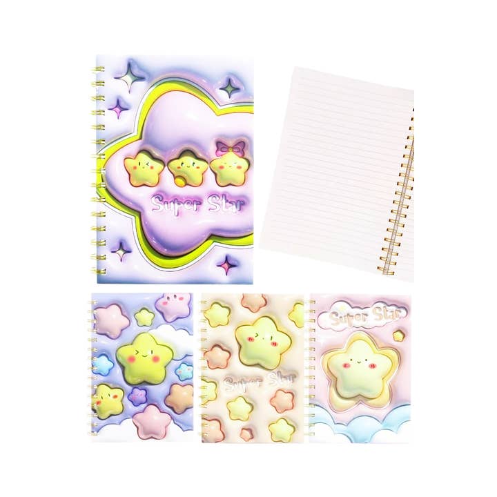 Cap Zone - Wholesale Notebook - Twinkle Stars A5 80-Page Spiral Notebook - 12 pcs