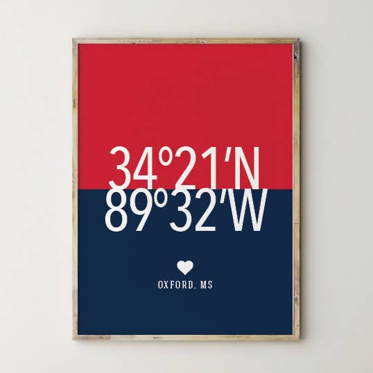 Oxford Mississippi college lejlighedsvægkunst for engroshandel hos Pin Your Hearts