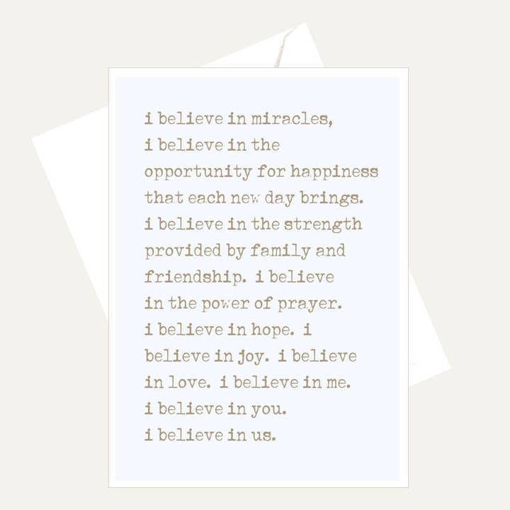I Believe In Miracles - Sweet Encouragement Friendship Card for wholesale by Bellflower Girl