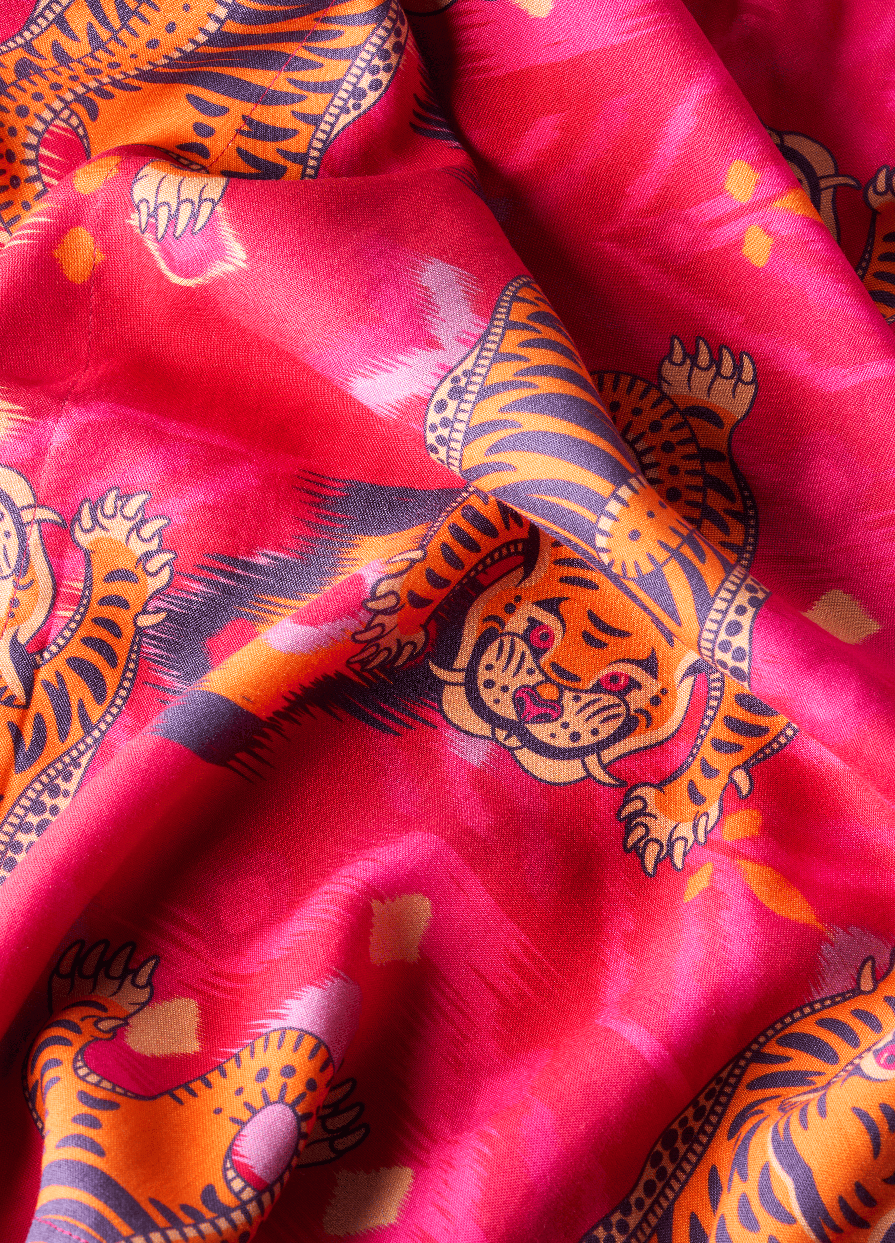 Pink Beach Cover Up - Ikat Tigers - Fuchsia for wholesale on Faire2