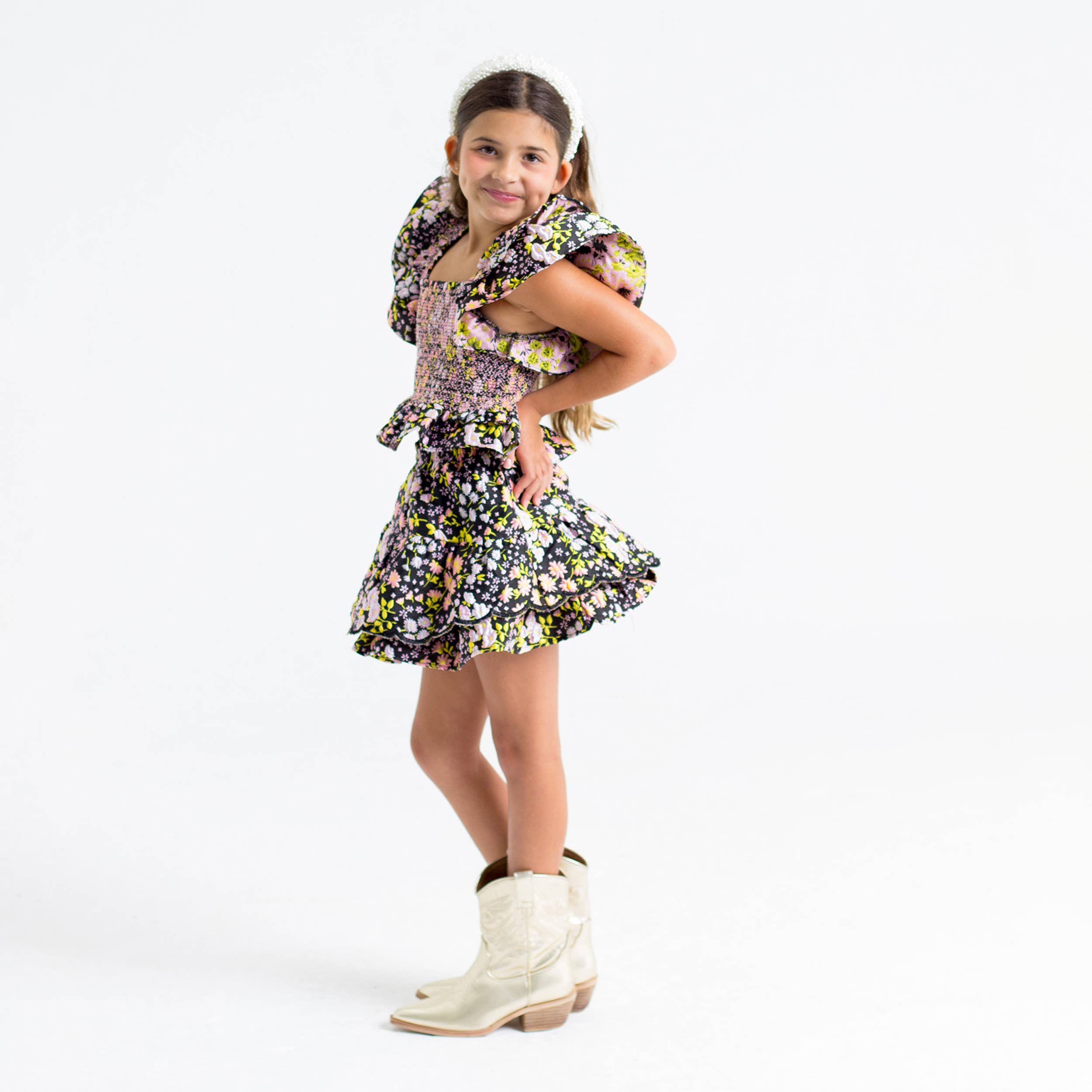 BuddyLove - Wholesale Top & Skirt Set - Kids - Tyler Black Daisy Tween Set1