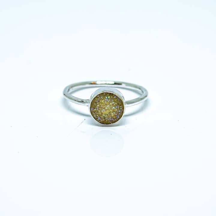 Quasar Gems USA - Venta al por mayor Anillos solitarios - Anillo de Drusa Plata de Ley 925 Blanco