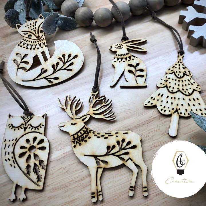 Décorations en forme d'animaux de la forêt - Ensemble de 5 pour la vente par 66 Creative