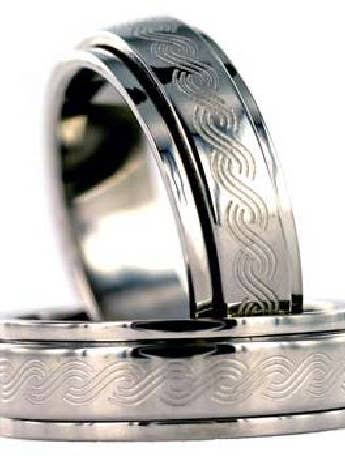 Men's Wave Pattern Spinner-8mm for wholesale by Just Mens Rings