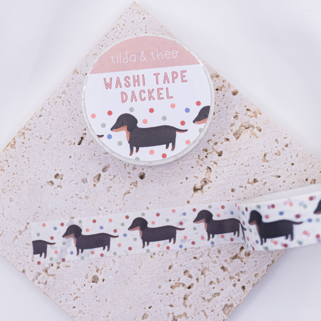 Tilda&Theo - Wholesale Washi Tape - Washi Tape Dachshund - Dog Washi Tape Masking Tape 6