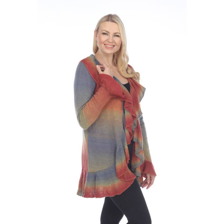 Orange Ruffle Cardigan Sweater for wholesale on Faire1