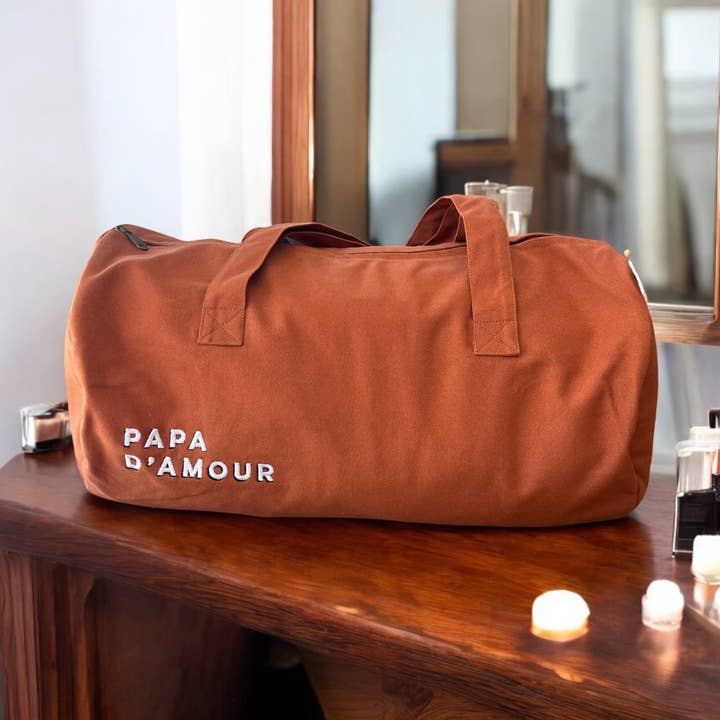 Family Impact Stories – wholesale Sports bag – Unisex – Large embroidered bolster PAPA D’AMOUR copper0