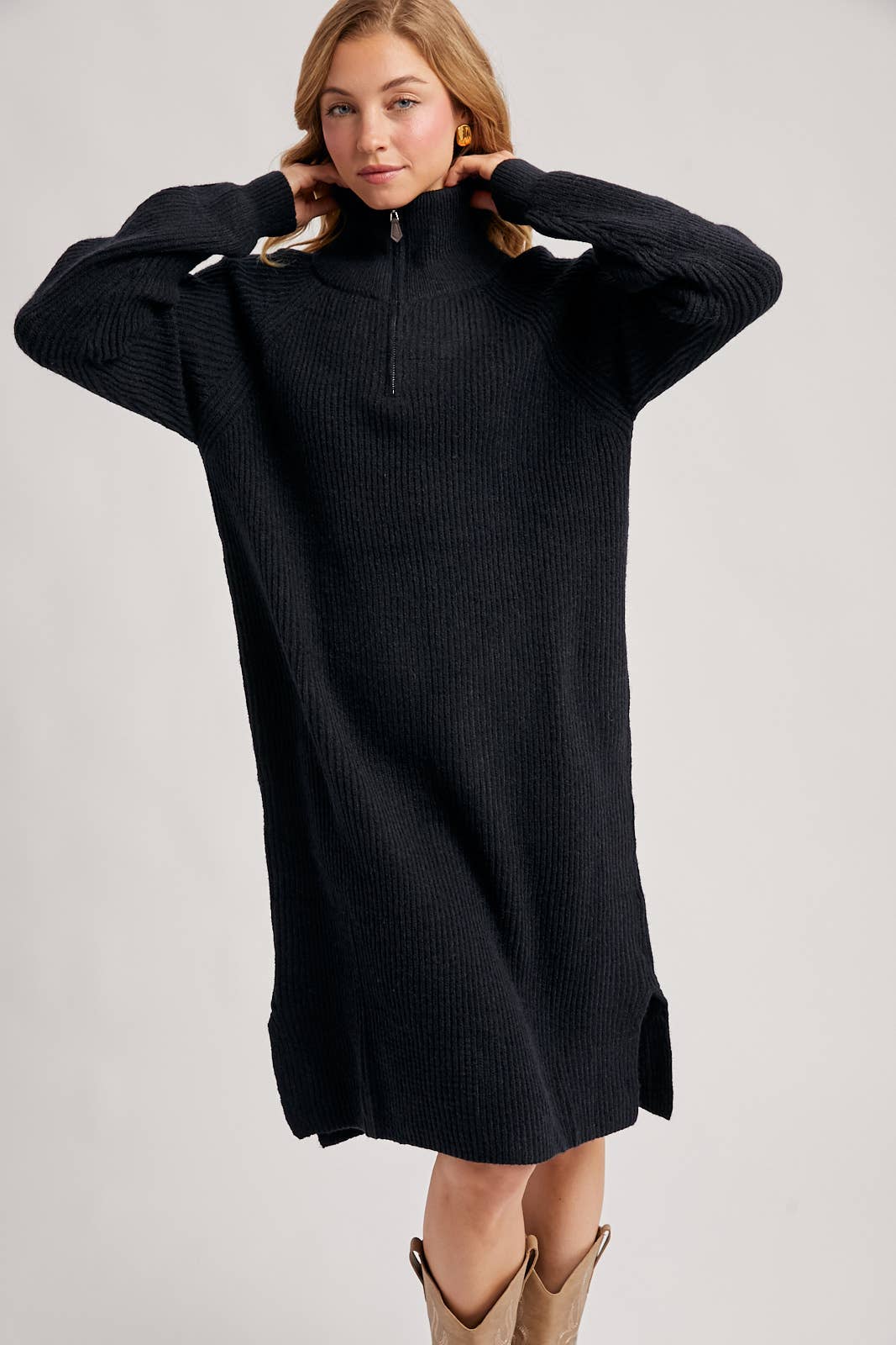 Bluivy - Wholesale Dress - Women's - QUARTER ZIP SWEATER DRESS29