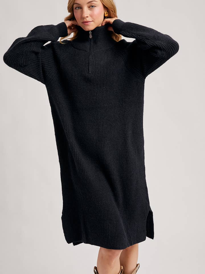 Bluivy - Wholesale Dress - Women's - QUARTER ZIP SWEATER DRESS29