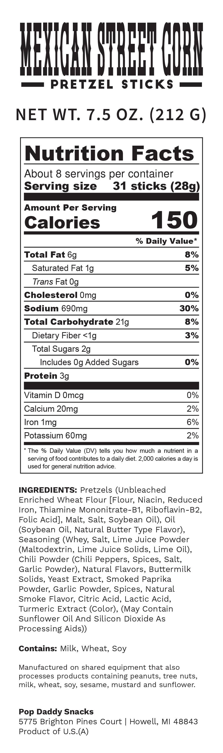 Pop Daddy Snacks - Wholesale Pretzels - Pop Daddy – Mexican Street Corn Seasoned Pretzels 7.5oz2