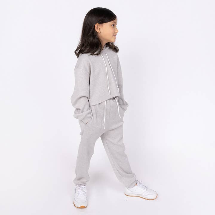 Knit Jogginghose mit hoher Taille - Gray Child für den Großhandel von LĒ·LĀ·LŌ