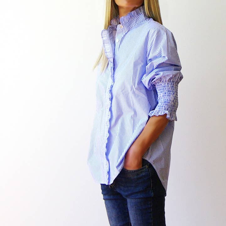 Who's Charlie - Wholesale Button Down Shirt - Women's - Poppy - Digital Print Ladies Cotton Poplin Shirt
