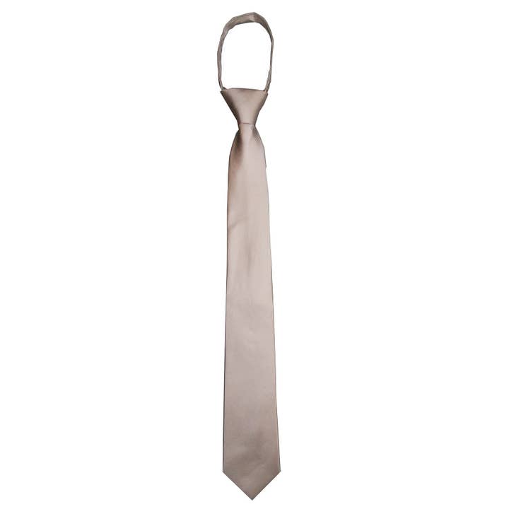 SpearPoint Apparel - Wholesale Necktie - Men's - Solid Color Zipper Tie (Taupe)