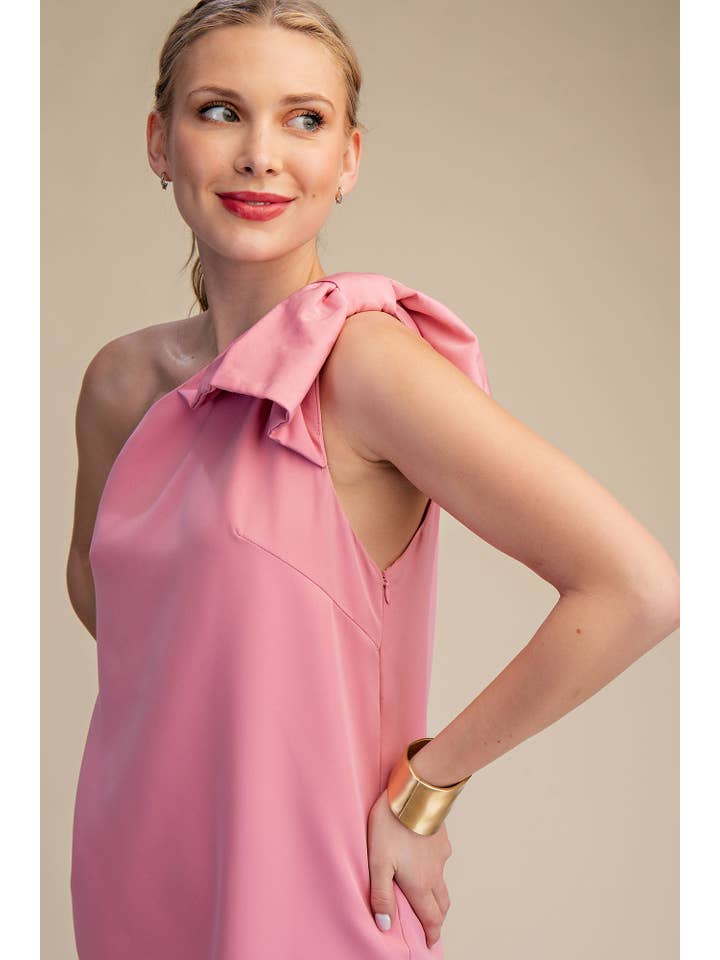 Glam - Wholesale Dress - Women's - Bow One Shoulder Mini Dress8