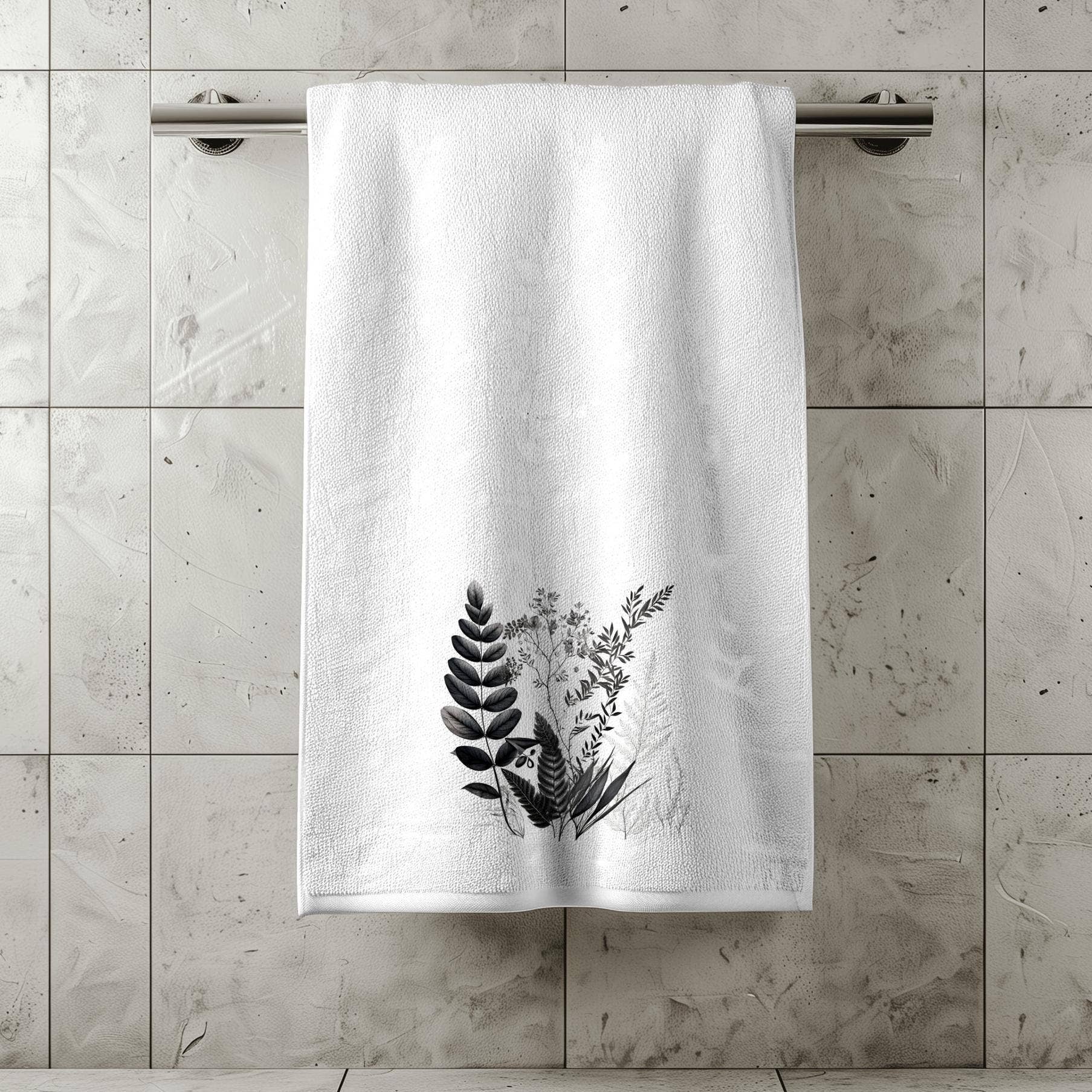 Fernville Creations - Wholesale Bath Towel - Elegant Black & White Floral Plush Bath Towel for Daily Use6