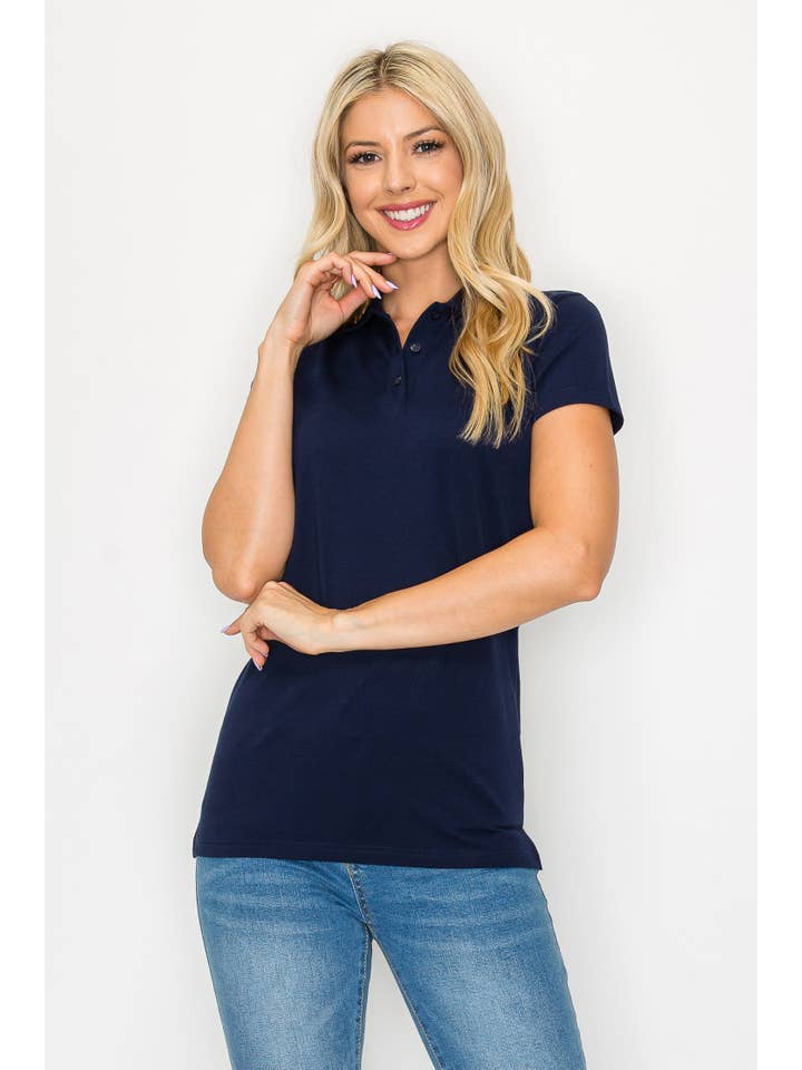 Vanilla Monkey - Wholesale Knit Top - Women's - Uniform Pique Polo Shirt