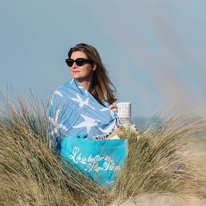 SeaKisses - Vente Tote bag – femme - Life is Better in Flip Flops, jolis sacs en jute dans un choix de couleurs8