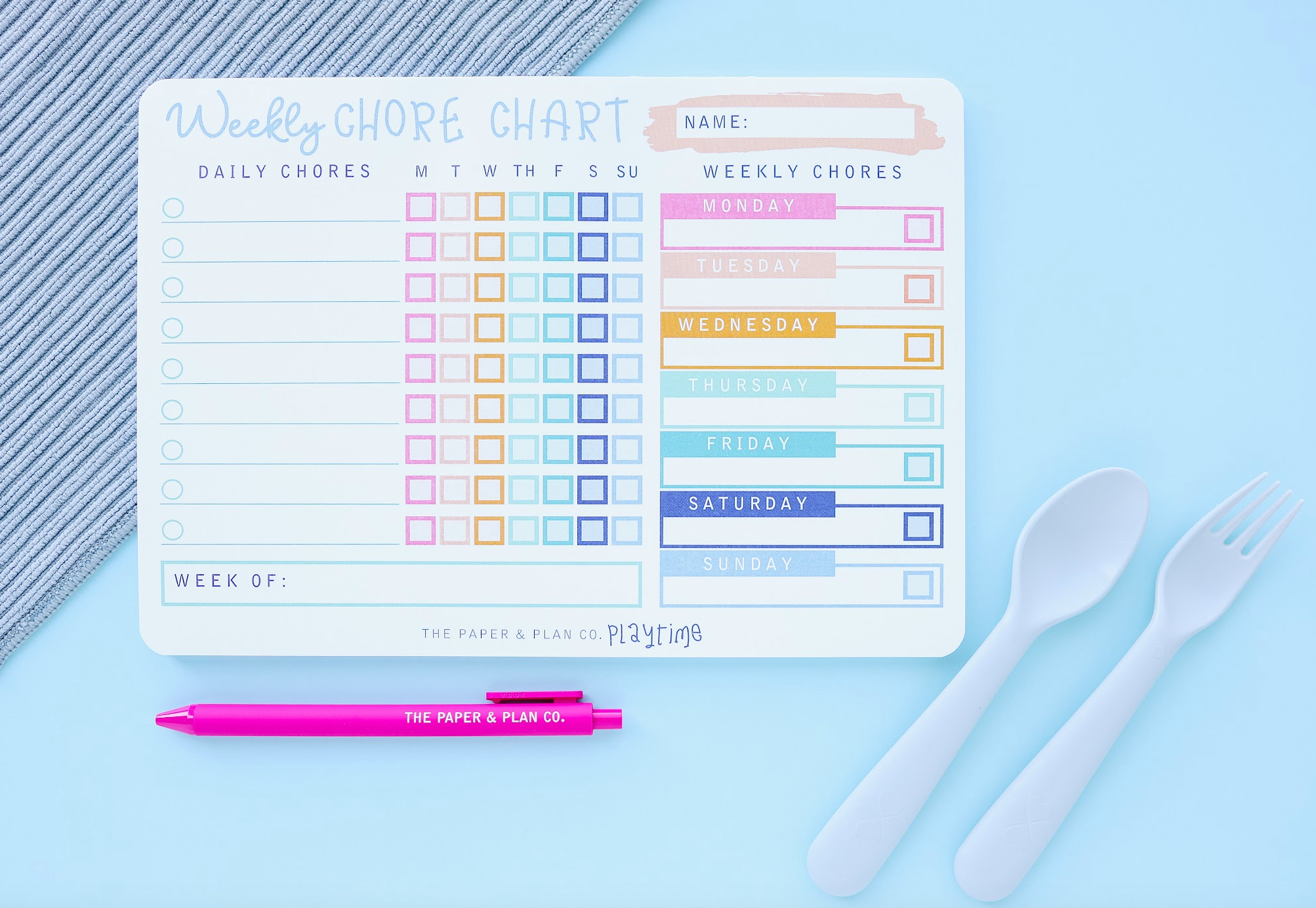 The Paper and Plan Co. - Wholesale Stationery/Notecard Set - Playtime Pad®  Weekly Chore Chart1