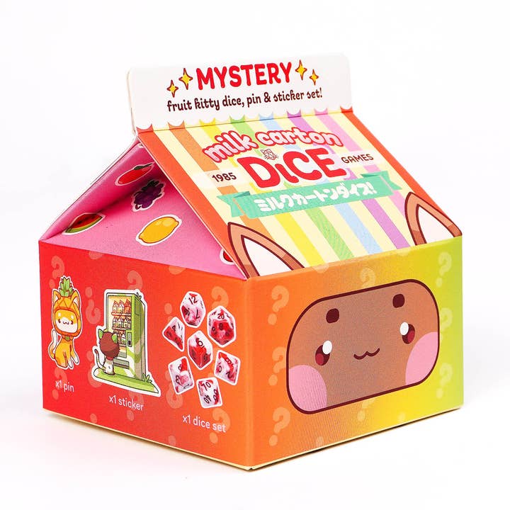 Milk Carton Mystery Dice 12 Pack Different Fruit Kawaii Cats for wholesale by 1985 Games