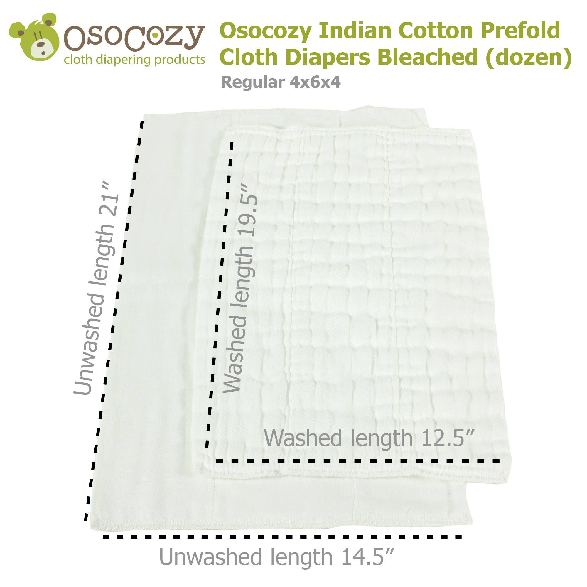 OsoCozy – Fralda de pano - Bebé por atacado – Fraldas de pano pré-dobradas de algodão branqueado OsoCozy by the Dozen5