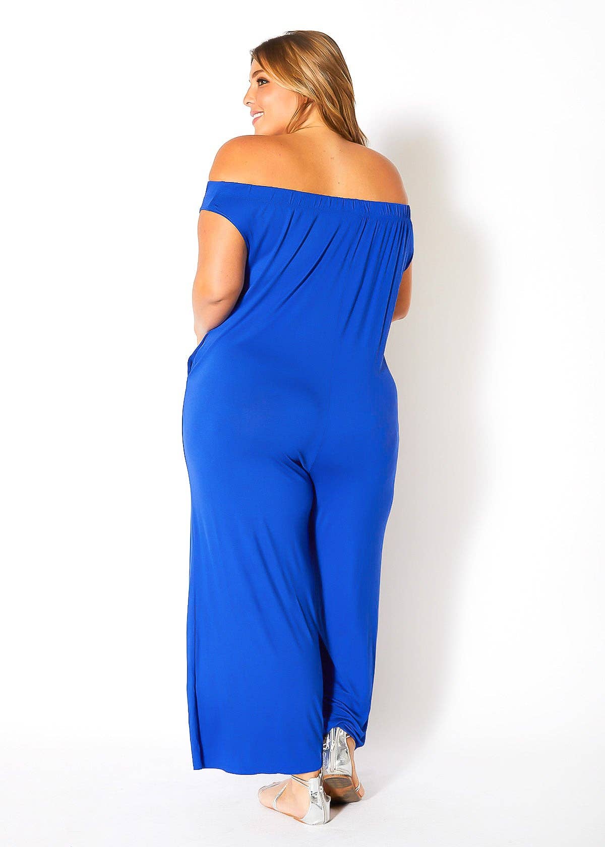 Robin K - Wholesale Jumpsuit - Women's - Bellatrix Plus Size Off Shoulder Wide Leg Jumpsuit23
