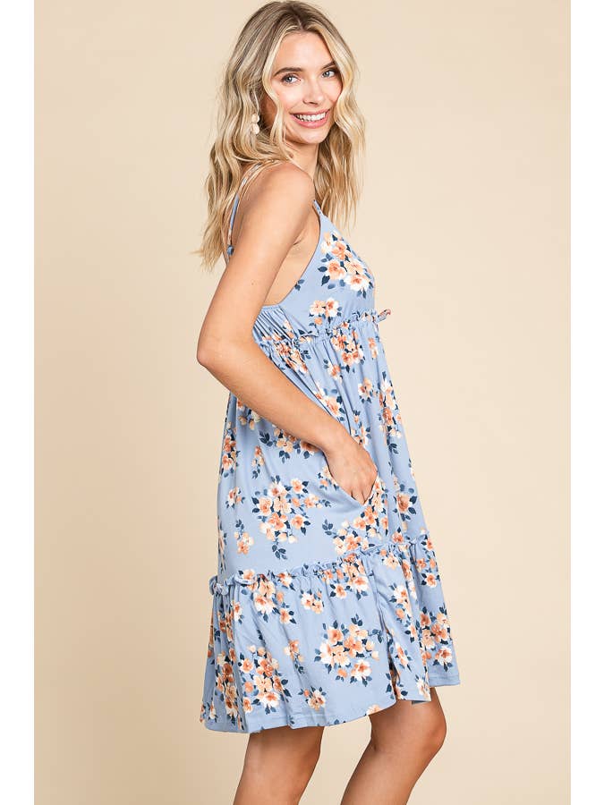 Culture Code - Wholesale Dress - Women's - CJD1436AP -CAMI FRILL RUCHING DRESS