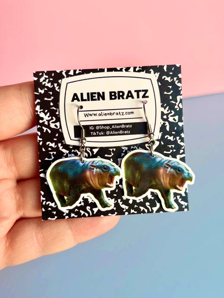 Moo Deng Ohrringe Seltsame Ohrringe Tierohrringe, Geschenkidee für den Großhandel von Alien Bratz
