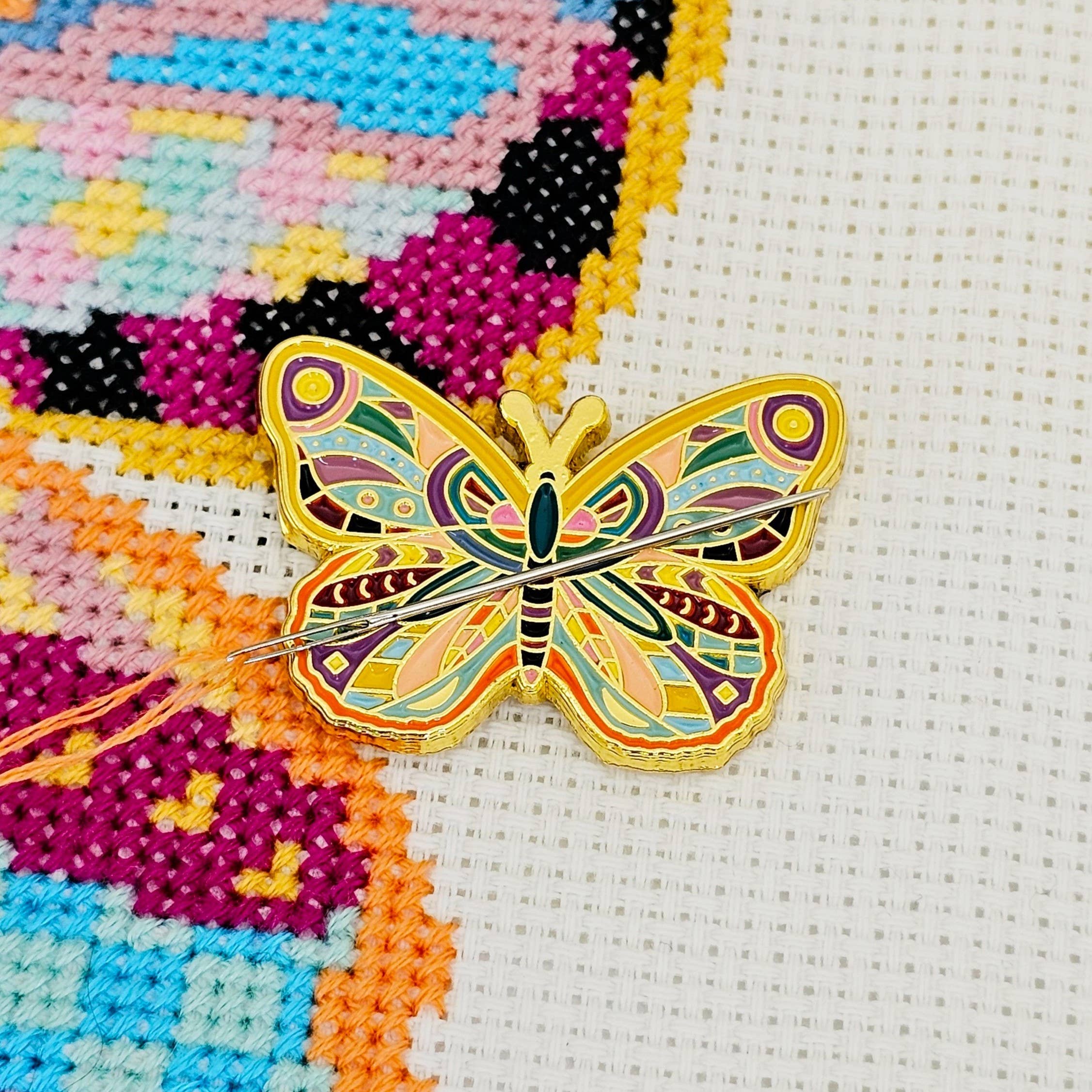 Meloca Designs - Wholesale Embroidery/cross-stitch supplies - Mandala Butterfly Needle Minder for Cross Stitch & Sewing0