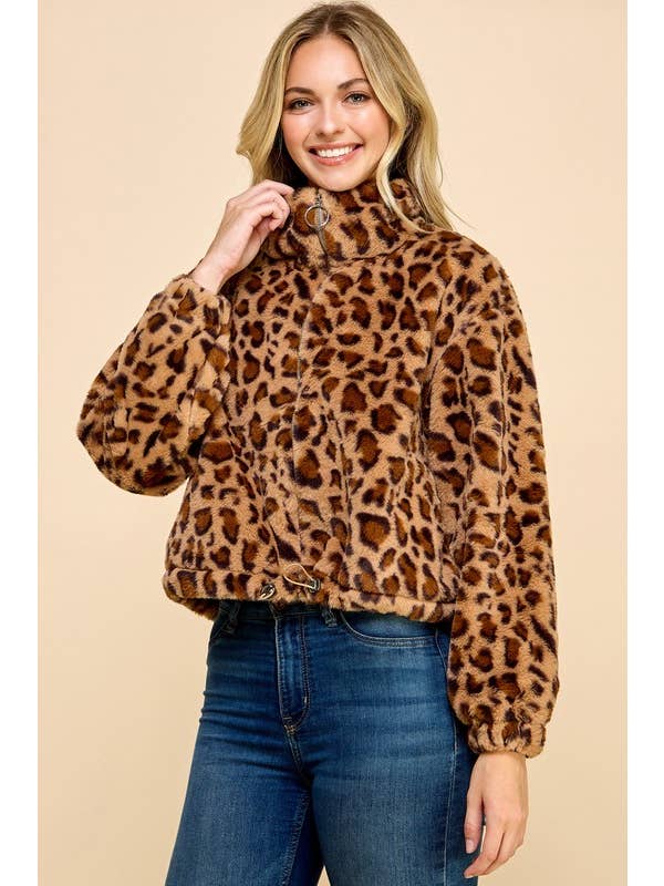 JACKET01 LEOPARD PRINT FAUX FUR JACKET for wholesale on Faire7